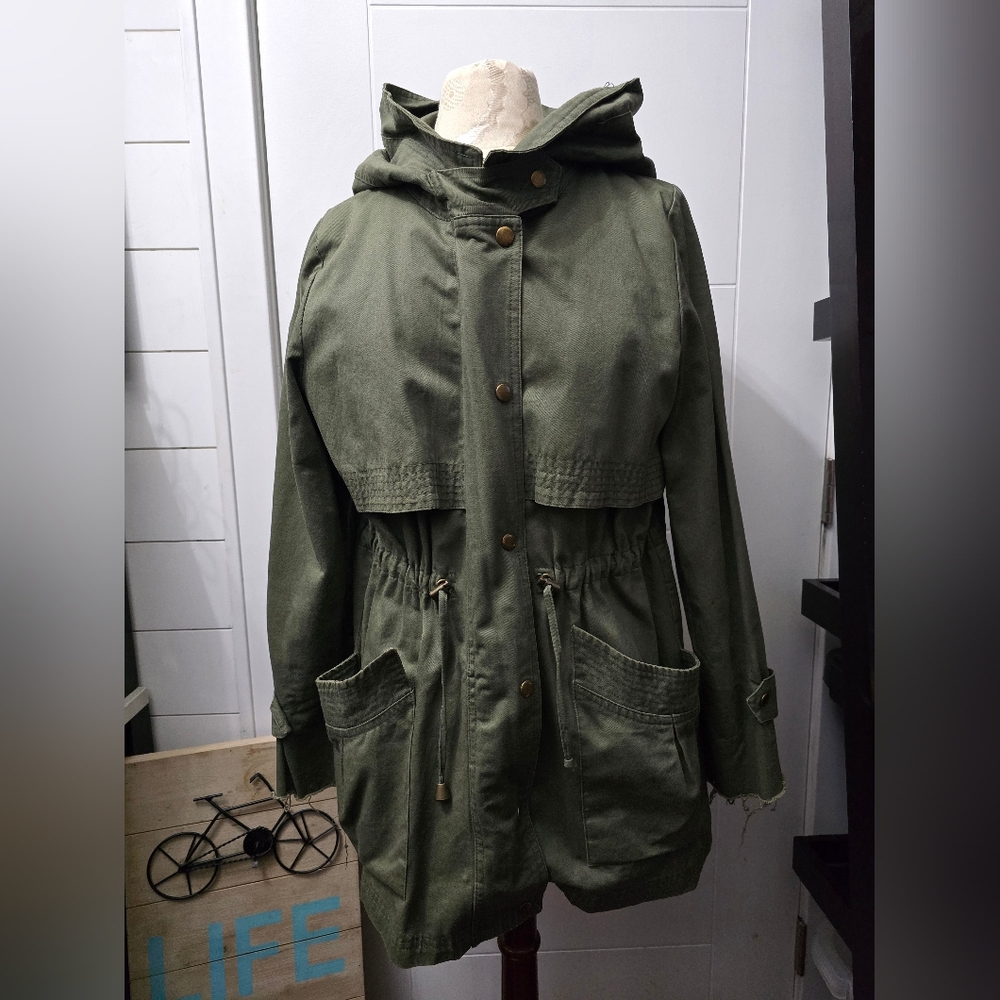Olive Army Green Hooded Women's Jacket Sz M
